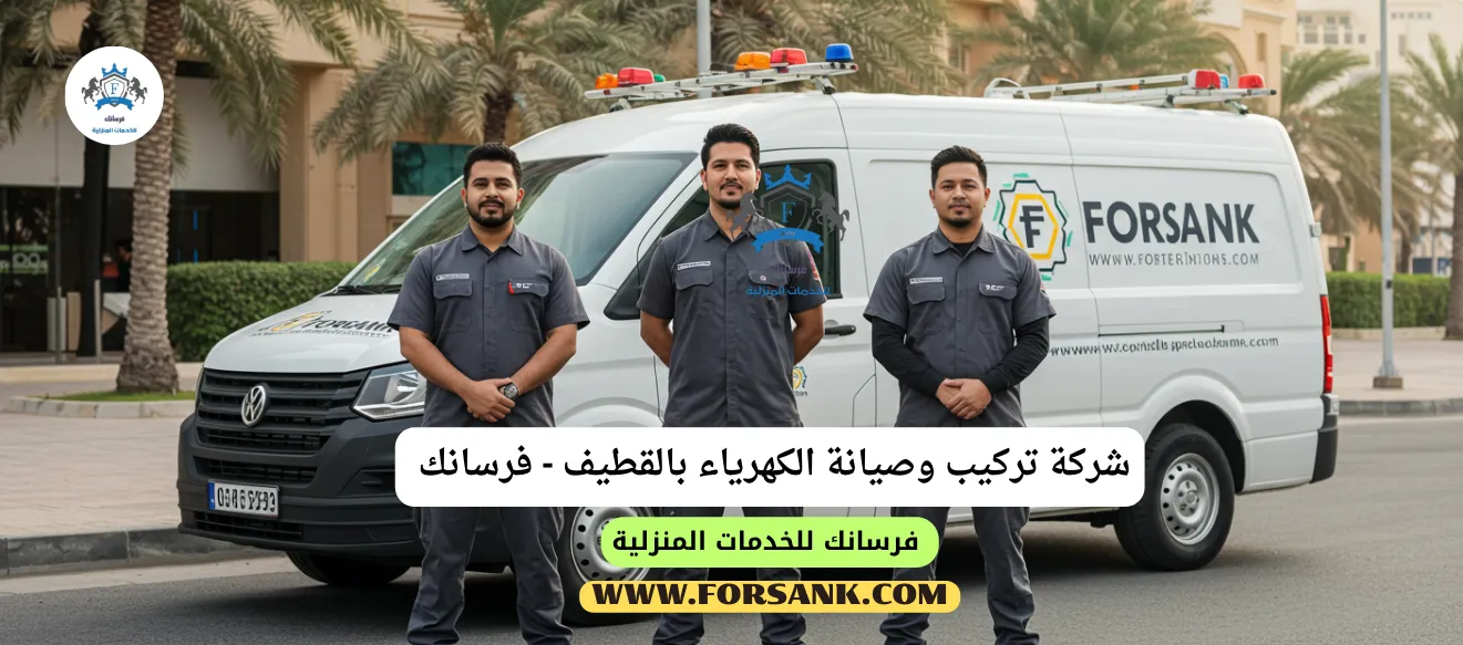 فريق من فنيي فرسانك يقومون بتمديد أسلاك وتركيب لوحة توزيع كهربائية في مشروع جديد بالقطيف